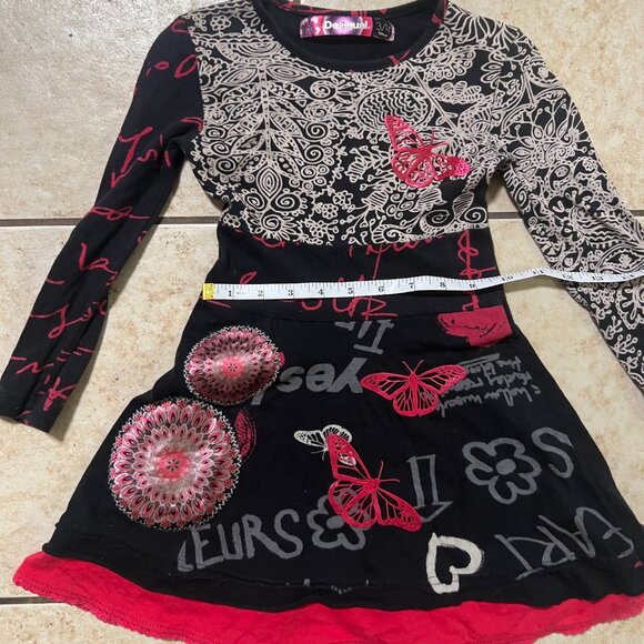 Desigual Long Sleeve Graphic Multi-colored unique Casual Party Dress Kids 3-4 - Picture 6 of 8